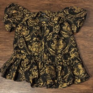 Boutique J Renee and Black and Gold Baroque Puff Sleeve dress